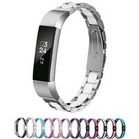 Greeninsync Compatible with Fit Bit Alta Bands Metal, Replacement for Fit Bit Alta HR Stainless Steel Bands Adjustable Accessory Wristband Small Large W/Silicone Cover for Alta Bracelet Women-White
