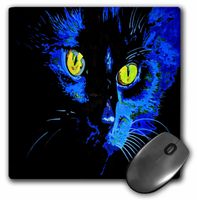 3dRose LLC 8 x 8 x 0.25 Inches Black Cat Mouse Pad (mp_19310_1)