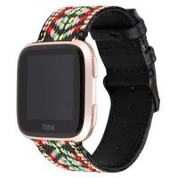 WONMILLE Leather Bands Compatible with Fitbit Versa for Women, Handmade Wristband Replacement for Versa Lite Special Edition Dressy Watch Band Weave Multi Colors (Colorful)