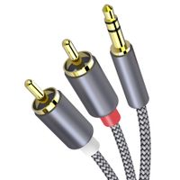 RCA Cable to 3.5mm, UMECORE 3.5mm to 2-Male RCA Adapter Audio Stereo Cable - 6 Feet Nylon Braided Auxiliary AUX Y Cord for Smartphones, MP3, Tablets, Speakers, HDTV - Grey