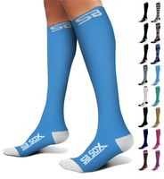 SB SOX Compression Socks (20-30mmHg) for Men & Women - Best Stockings for Running, Medical, Athletic, Edema, Diabetic, Varicose Veins, Travel, Pregnancy, Shin Splints (Blue/White, Large)