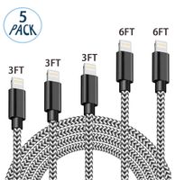 Werkryt MFi Certified iPhone Charger Lightning Cable 5 Pack [3/3/3/6/6FT] Extra Long Nylon Braided USB Charging & Syncing Cord Compatible iPhone 11/Xs/Max/XR/X/8/8Plus/7/7Plus/6S/6S Plus/SE/iPad/Nan