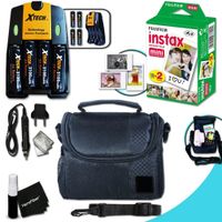 Complete ACCESSORIES KIT for Fujifilm Instax Mini 90 Neo Classic, Mini 90 Black, Mini 90 Brown w/ 20 Instax Film + Custom Case + 4AA Batteries (3100mAh) + AC/DC Quick Charger w/ Car Adapter + MORE
