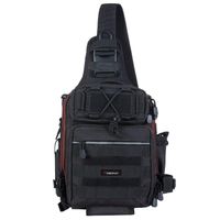 Piscifun Water-Resistant Outdoor Tackle Bag Single Shoulder Fishing Tackle Storage Bags Durable Handbag Crossbody Messenger Bag Multifunctional Bags for Camping Hiking Cycling Travelling Black