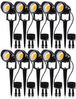 SUNVIE 12W Low Voltage LED Landscape Lights with Connectors, Outdoor 12V Super Warm White (900LM) Waterproof Garden Pathway Lights Wall Tree Flag Spotlights with Spike Stand (10 Pack with Connector)