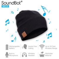 SoundBot¨ SB210 HD Stereo Bluetooth 4.1 Wireless Smart Beanie Headset Musical Knit Headphone Speaker Hat Speakerphone Cap,Built-in Mic (BLK)