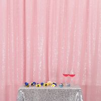 PartyDelight Sequin Backdrop Wedding Curtain Special Events, Party, Pink, 7FTx7FT
