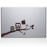 The Decal Guru Two Owls on a Branch Decal Vinyl Sticker, 13" MacBook Air, Brown (2353-MAC-13A-BRO)