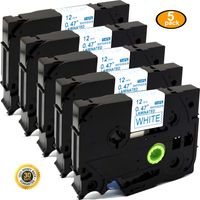 NEOUZA 5PK Great Quality Compatible for Brother P-Touch Laminated Tze Tz Label Tape Cartridge 12mmx8m (TZe233 Blue on White)