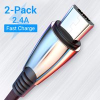 AINOPE Android Micro USB Charger Cable 2 Pack 6FT Fabric Braided Cord Fast Charging Compatible with Samsung Galaxy S7, S6,J7 Edge Kindle Note 5 LG PS4 and More High Speed Sync-Black