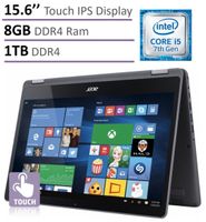 Acer Aspire R5 2-in-1 Convertible 15.6 FHD IPS Touchscreen Laptop(2017 Model), Intel Core i5-7200U 2.5GHz, 8GB DDR4 Memory, 1TB HDD, Backlit Keyboard, HDMI, Bluetooth, WiFi, Windows 10