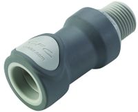 Colder NS6D10008 Polypropylene Tube Fitting, Coupler, Shutoff, In-Line, 3/8" Flow Coupler x 1/2" NPT Male