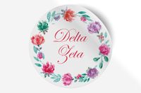 Delta Zeta Sticker Greek Sorority Decal for Car, Laptop, Windows, Officially Licensed Product, Monogram Design 5" x 5" - Watercolor Floral