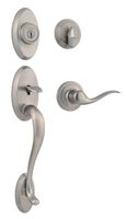 Kwikset 9800-107 Shelburne Single Cylinder Handleset with Tustin Lever featuring SmartKey in, Satin Nickel