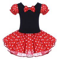 Wedding Costume Toddler Girl Dress Kids Black Vintage Polka Dot Flower 50s' Bow Tutu Ballerina Dance Wear Costumes Red Without 3D Ears 5-6 Years