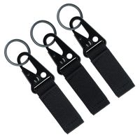 Fairwin Tactical Gear Clip, Nylon Key Ring Holder or Tactical Belt Keepers Military Utility Hanger Carabiner Tactical Molle Hook, Black, Tan, Green