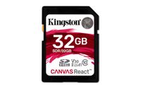 Kingston Canvas React 32GB SDHC Class 10 SD Memory Card UHS-I 100MB/s R Flash Memory High Speed SD Card (SDR/32GB)