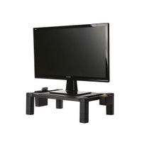 Mind Reader PLSIDE-BLK Plastic Monitor Stand with Side Compartments, Extra Storage, Desk Organizer, Monitor Riser for Computer, Laptop, Desk, iMac, Black
