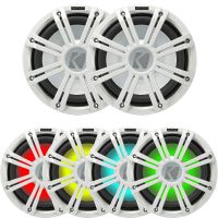 KICKER 2 45KMF104 10" Weather-Proof Subwoofers for Freeair Applications - 2 45KMG10W 10" LED Grilles (White)
