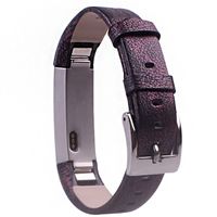 UNEXTATI for Fitbit Alta Band Leather Straps, Adjustable Classic Replacement Wristband for Fitbit Alta HR Fitness Accessories with Metal Connectors - Black Purple