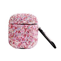 2019 Newest Luxurious Rhinestone AirPods Case with Keychain, Shockproof Protective Premium Crystal Cover Skin for AirPods Charging Case 2 & 1 (Pink+AB C6)