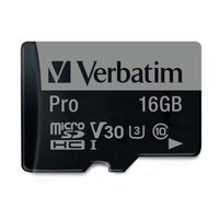 Verbatim 16GB Pro 600X microSDHC Memory Card with Adapter, UHS-I V30 U3 Class 10
