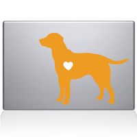 The Decal Guru Labrador Retriever Love Silhouette Decal Vinyl Sticker, 15" MacBook Pro (2015 & Older Models), Yellow (2337-MAC-15P-SY)