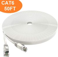 MAELINE Premium Cat 6 Ethernet Cable 50 Ft White - Flat Internet Network LAN Patch Cords - Solid Cat6 High Speed Computer Wire Snagless Rj45 Connectors for Router, Modem 15 Meters (White)