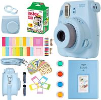 Fujifilm Instax Mini 8 Kids Instant Camera + Fuji Instax Film (20 Sheets) + Accessories Bundle, Case, Batteries, Color Filters, Photo Album, Stickers + More (Blue)