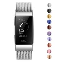 Fitlink Stainless Steel Metal Replacement Bands for Fitbit Charge 3 and Charge 3 SE for Women Men,Multi Color Multi Size(Silver,Large(6.1 ''- 9.9''))