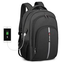 Business Travel Backpack, Fintie Extra Large Heavy Duty Rucksack with USB Port and Reflective Strip for College School Outdoor Daypack Women Men Fits 15.6 Inch Laptop Notebook, Black