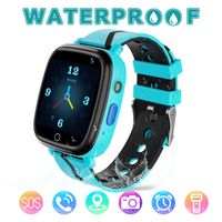 Kids Smart Watch with GPS Tracker - IP67 Waterproof Smart Watches with 1.4'' HD Touch Screen SOS Anti - Lost LBS Tracker Camera Flashlight Alarm Clock Voice Chat for Girls Boys Birthday Gifts (blue)