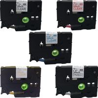 NEOUZA 5PK Compatible for Brother P-Touch Laminated TZe TZ TZe131 TZe132 TZe133 TZe134 TZe135 Label Tape 12mm x 8m (Set of 5 Colors Black Red Gold Blue White on Clear)