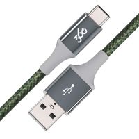 360 Electrical 360654-AR Habitat 4ft Premium Braided Charging Cable with USB-C to USB-A Connectors - Authentic Collection-Army