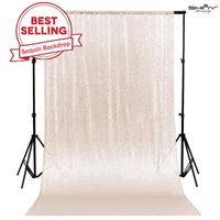 Ivory 8FTx8FT Shimmer Sequin Fabric Photography Backdrop Sequin Curtains Backdrop for Pictures SEQUIN-CURTAIN-BACKDROP-0804E