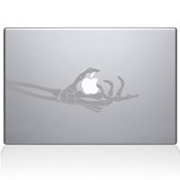 The Decal Guru Skeleton Hand Grabs MacBook Decal Vinyl Sticker - 13" MacBook Pro (2016 & Newer) - Silver (0221-MAC-13X-S)