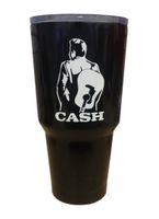 Johnny Cash (White) die cut Genuine ViaVinyl decal for automobile windows, Yeti and RTIC tumbler cups, Macbooks and laptops, iPhones and Android cell phones, iPads and tablets and more!