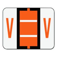 Smead BCCR Bar-Style Alphabetic Color-Coded Labels, Letter V, Dark Orange/White Bars, 500 Labels per Roll (67092)