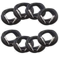 Seismic Audio SATRX-25Black8  8 Pack of Black 25' 1/4"TRS to 1/4" TRS Patch Cables