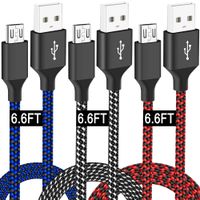 Micro USB Charger Cable 6ft High Speed Durable Android Phone Fast Charging Power Rapid Cord for Samsung Galaxy S7 S6 Edge Active J7 J3 Note 5 PS4 Kindle Xbox One LG Motorola Nylon Braided Quick Tablet