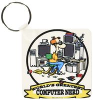 3dRose Funny Worlds Greatest Computer Nerd Men Cartoon - Key Chains, 2.25 x 4.5 inches, set of 2 (kc_103072_1)