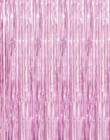 GOER 3.2 ft x 9.8 ft Metallic Tinsel Foil Fringe Curtains for Party Photo Backdrop Wedding Decor (Light Pink,5 pcs)