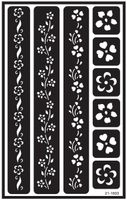 Armour Etch Over N Over Stencil, Floral Borders