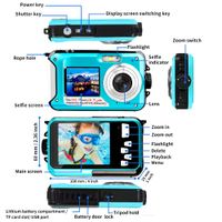 Waterproof Camera Full HD 1080P Underwater Camera 24 MP Video Recorder Selfie Dual Screen DV Recording Waterproof Digital Camera for Snorkeling
