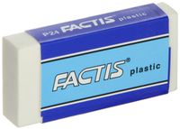 Factis Graphite Plastic Vinyl Eraser - Box of 24 - White, Small - P-24
