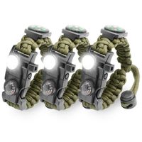 LeMotech 21 in 1 Adjustable Paracord Survival Bracelet, Tactical Emergency Gear Kit Includes SOS LED Flashlight, Bigger Compass, Thermometer, Rescue Whistle and Fire Starter