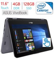 2018 Business Newest Asus VivoBook Flip 11.6" Touchscreen 2-in-1 Laptop/Tablet, Intel Celeron N3350, 4GB RAM, 128GB Solid State Drive, WiFi, FingerPrint Reader, Stylus Pen, Windows 10 Home