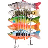 Lixada 5Pcs Fishing Lure Set with Storage Box Multi Jointed Segment Swimbait Lifelike Hard Bait Crankbait Treble Hooks for Bass Perch Trout
