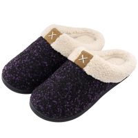 ULTRAIDEAS Women's Cozy Memory Foam Slippers Fuzzy Wool-Like Plush Fleece Lined House Shoes w/Indoor, Outdoor Anti-Skid Rubber Sole (9-10, Purple)
