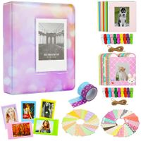 Borya Photo Album Accessories Bundles Set for Instax Mini Liplay/Fujifilm Instax Mini 9/Mini 8/Mini 90/Mini 25/Polaroid Snap PIC-300/HP Sprocke/Kodak Mini 3-Inch Film. (64 Pockets, Pink spot)